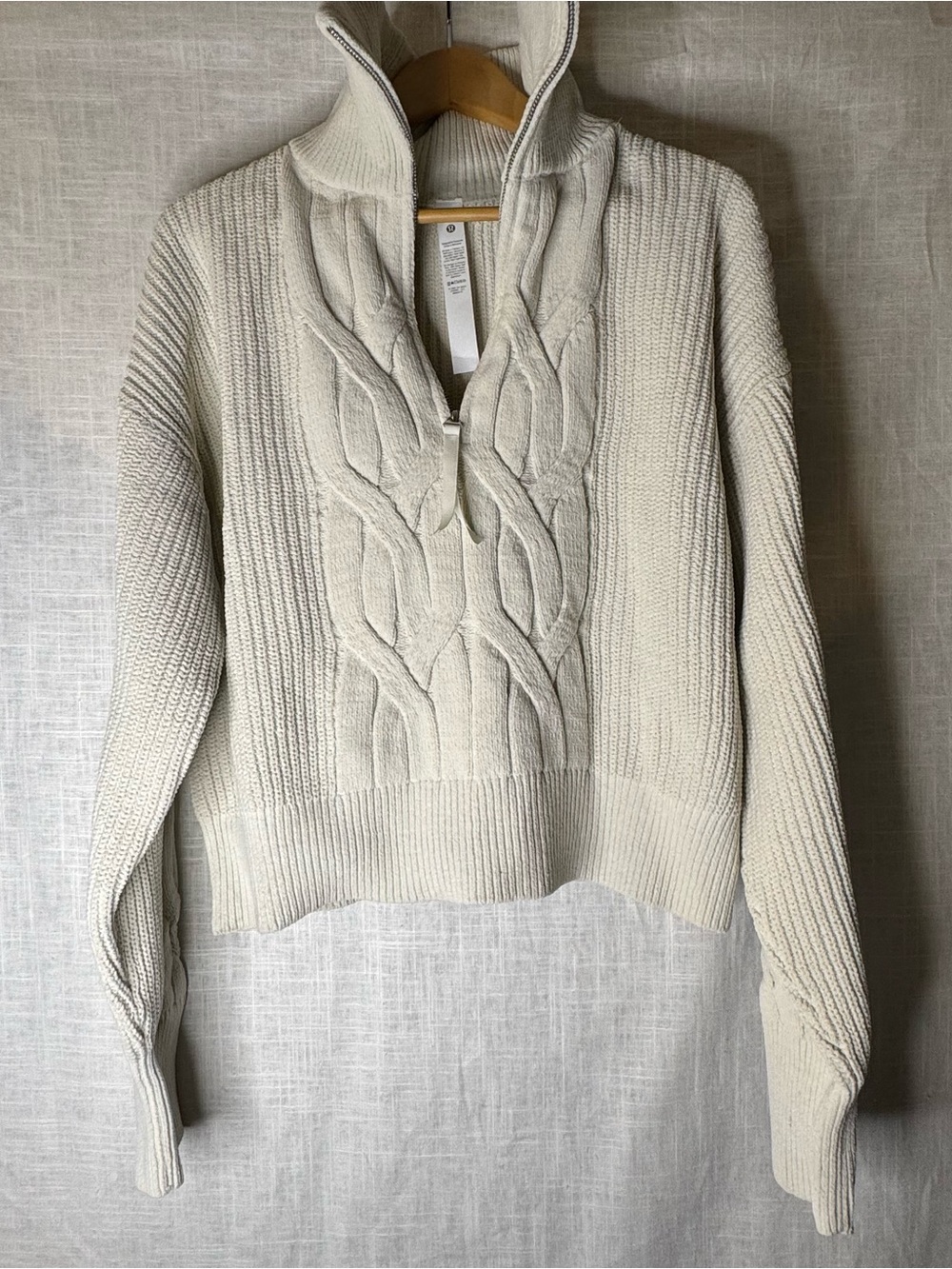 lululemon athletica Cable-Knit Cowl Sweater - Cream